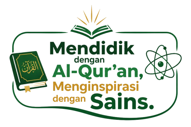 Students in front of madrasah building illustration